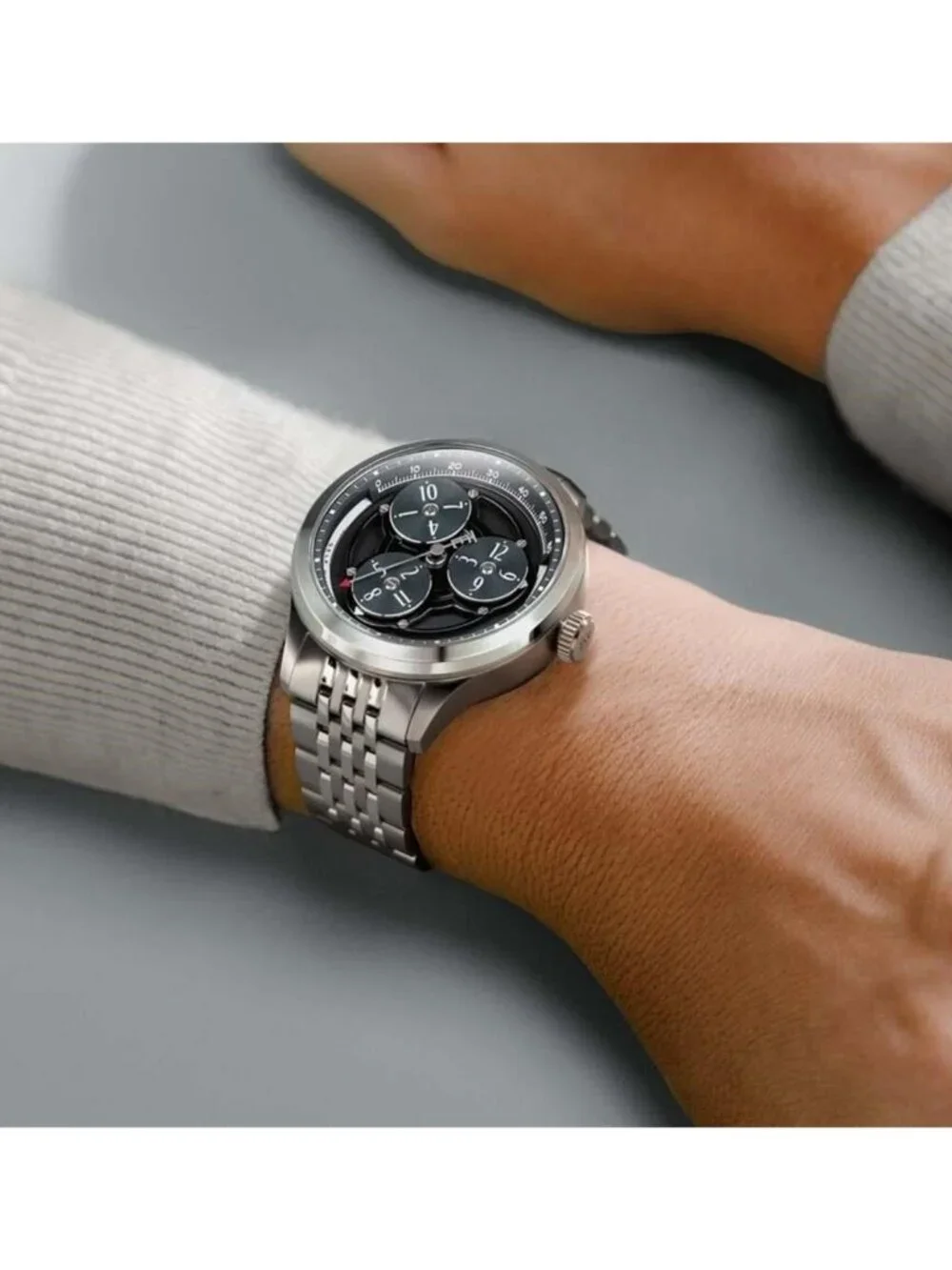 NWT Thomas Earnshaw Hexham Trisect Grey Dial Men's Watch